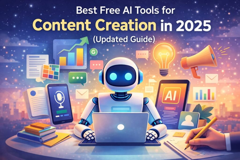 Best free AI tools for content creation in 2025 including writing, image generation, and blogging tools