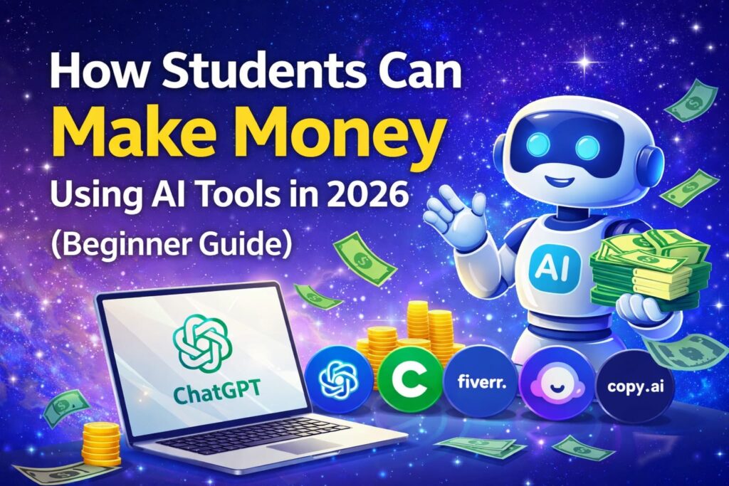 Students earning money online using AI tools like ChatGPT and Canva in 2026